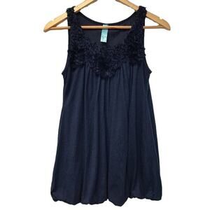 Zoah Design Top Womens Medium Blue Bubble Hemline